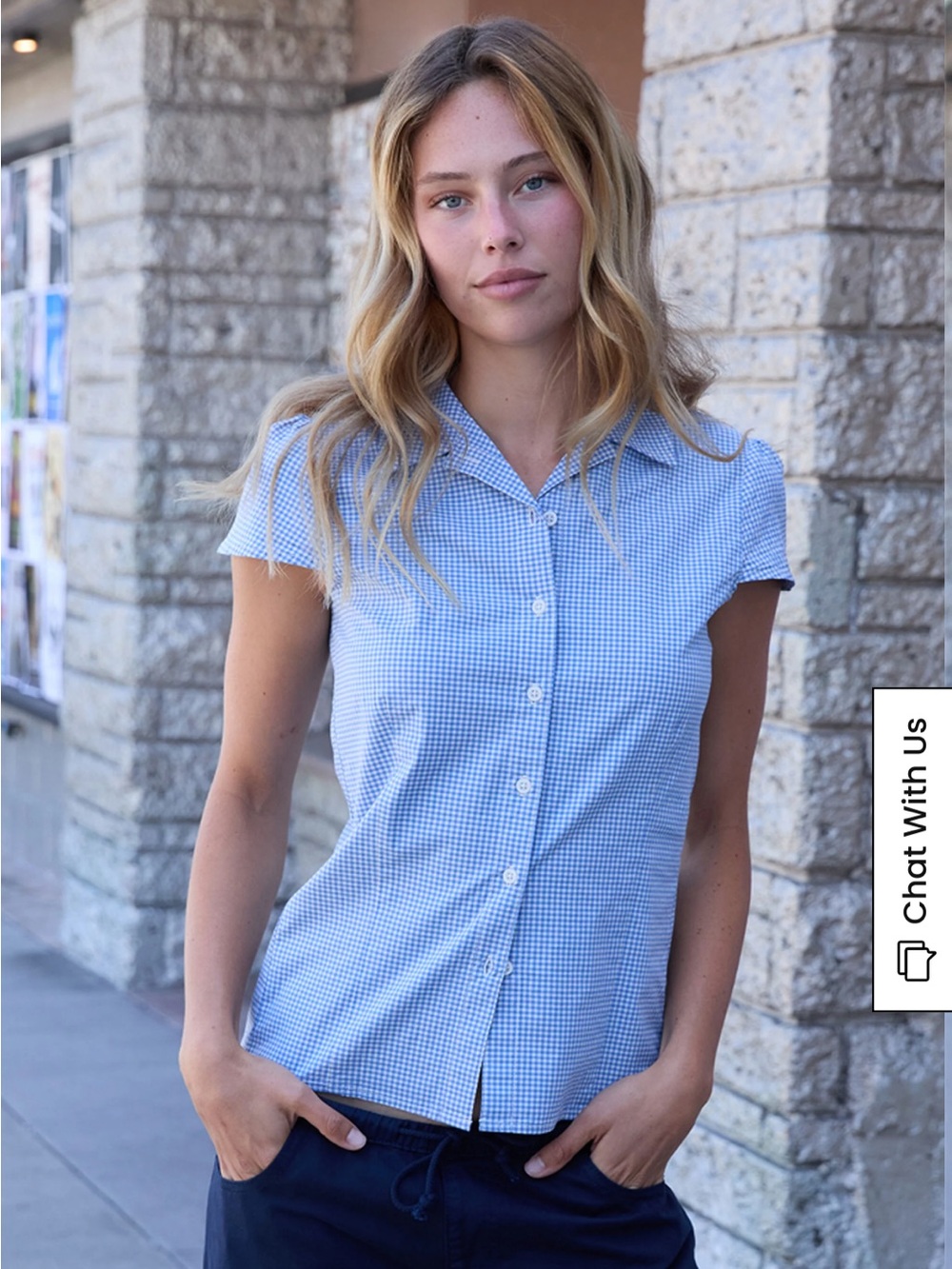 Brandy Melville Gingham Rue Collared Top
